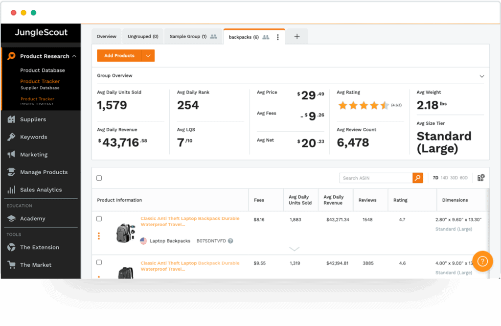 Jungle Scout product tracker