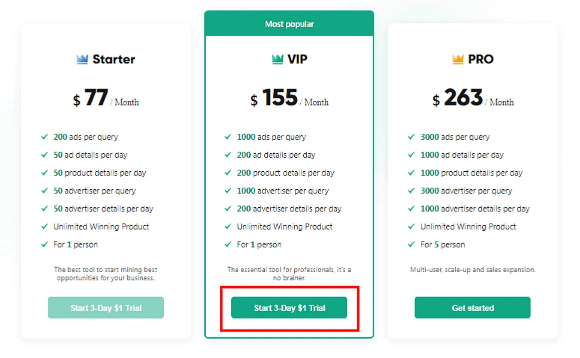 PiPiADS Pricing Plans