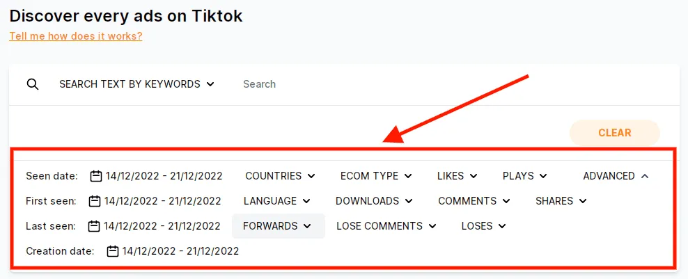 Filters Offered by Minea