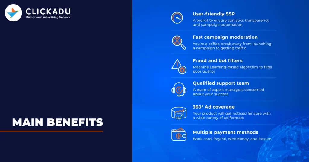 Main benefits of Clickadu