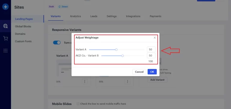 Swipe Pages A/B Testing