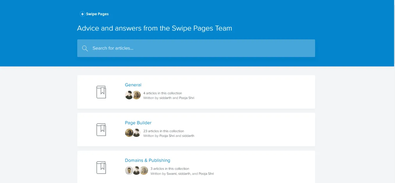 Swipe Pages Customer Support