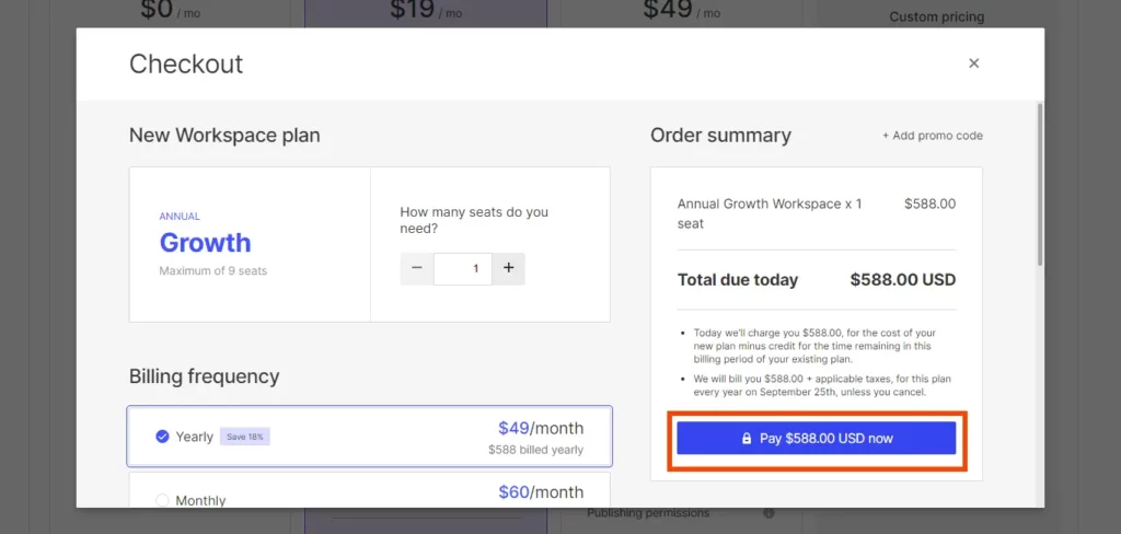 Webflow Checkout page