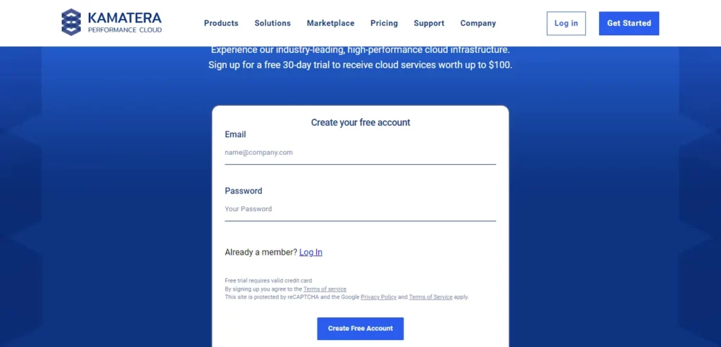 Kamatera Free Account