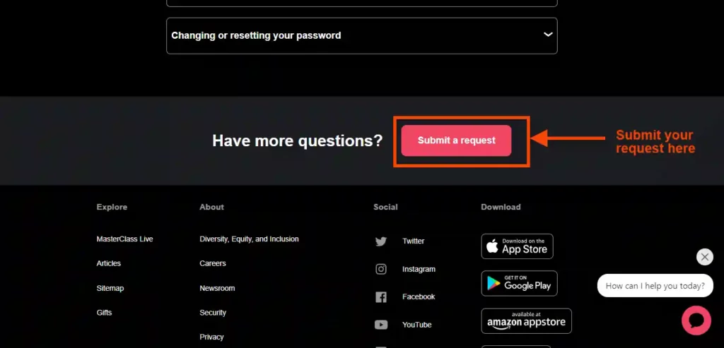 MasterClass Refund Request