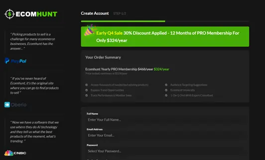 Ecomhunt Create Account