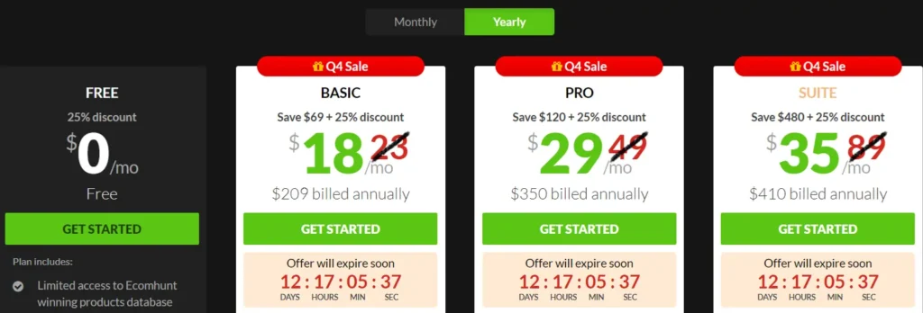 Ecomhunt Pricing Plans