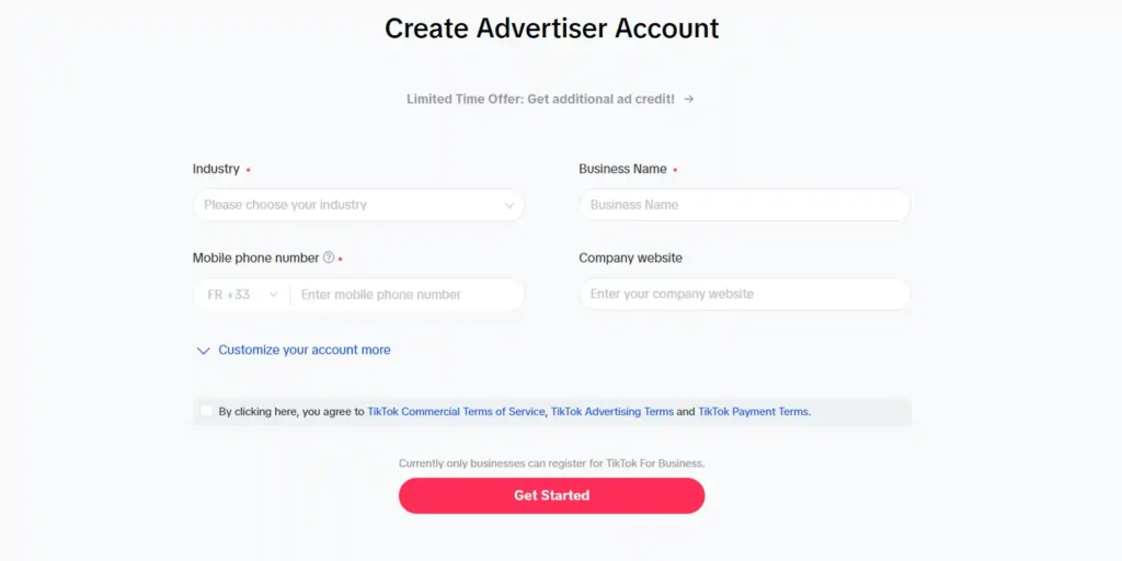 TikTok For Business Create Account