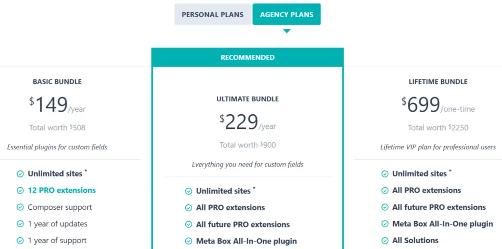 Meta Box Pricing Plans