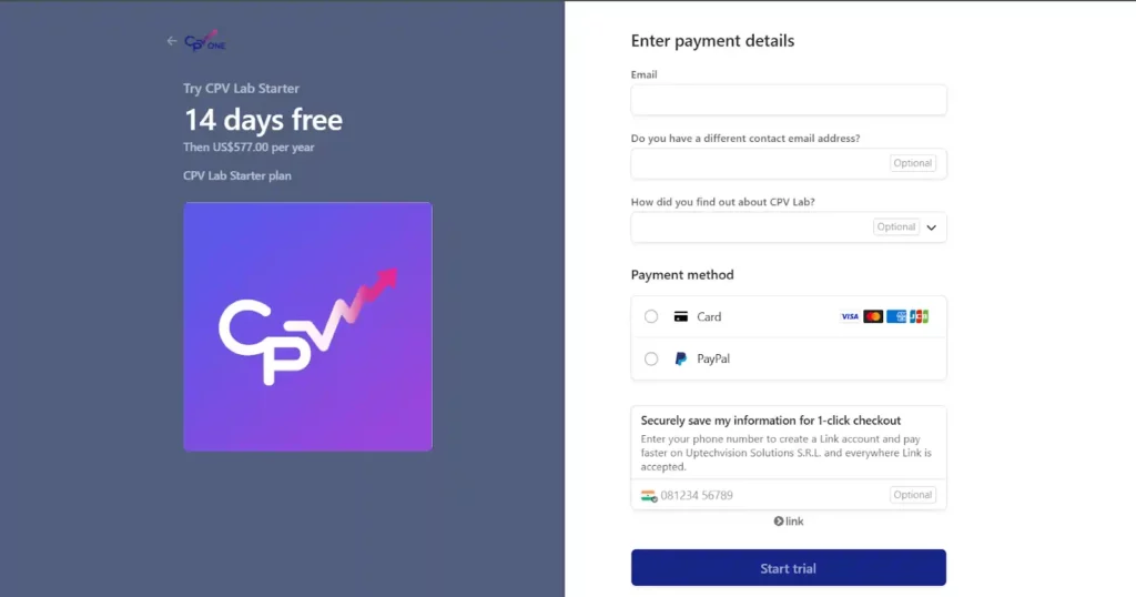 CPV Lab Pro Payment Details
