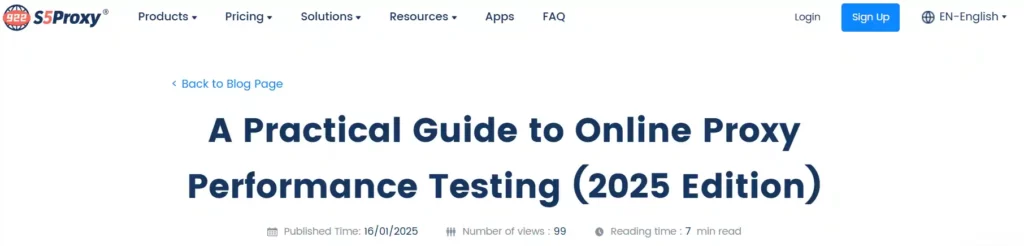 922 S5 Proxy Performance Tests and Results