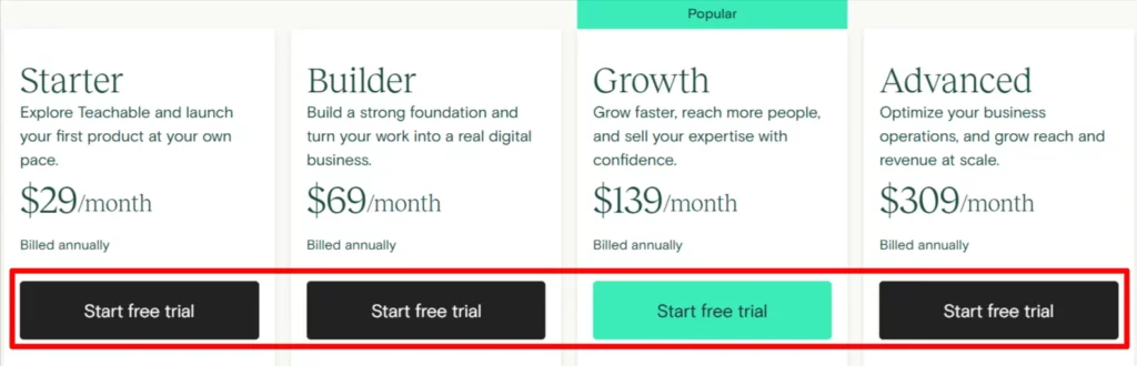 Choose Teachable Plan to Redeem Coupon