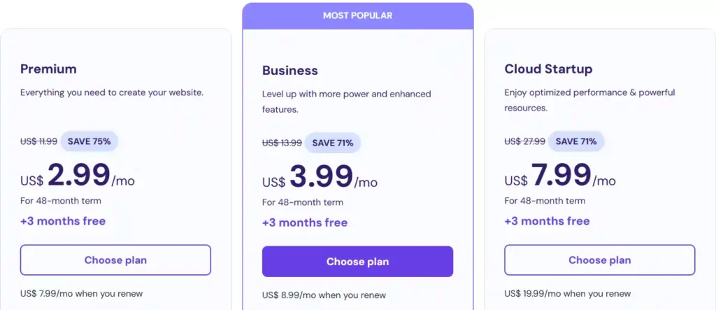 Hostinger Pricing Plans