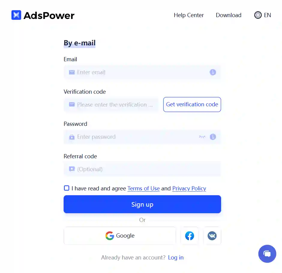 AdsPower - Create Your Account