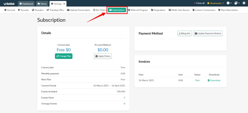 BeMob - Subscription