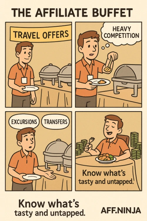 Travel affiliate buffet meme