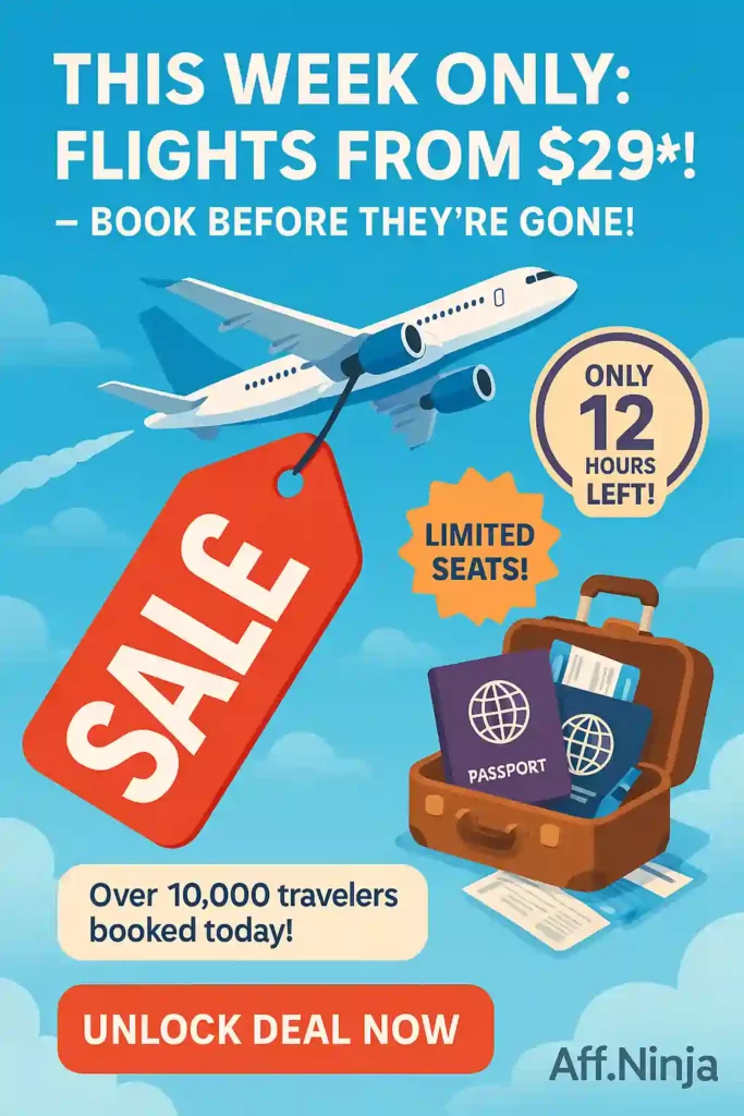 Cheap Flights Ad creative for Travel arbitrage