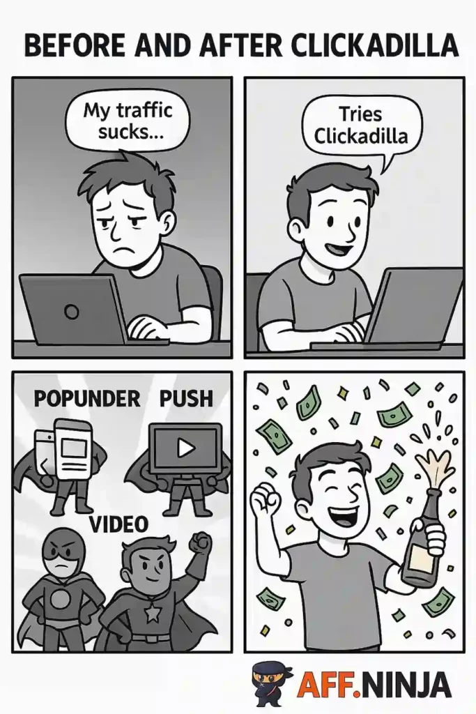 Clickadilla Before & After meme