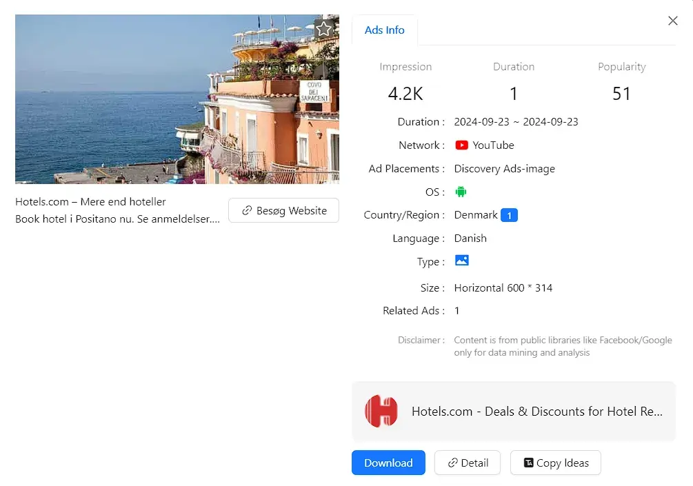 Hotel Advertisement on BigSpy