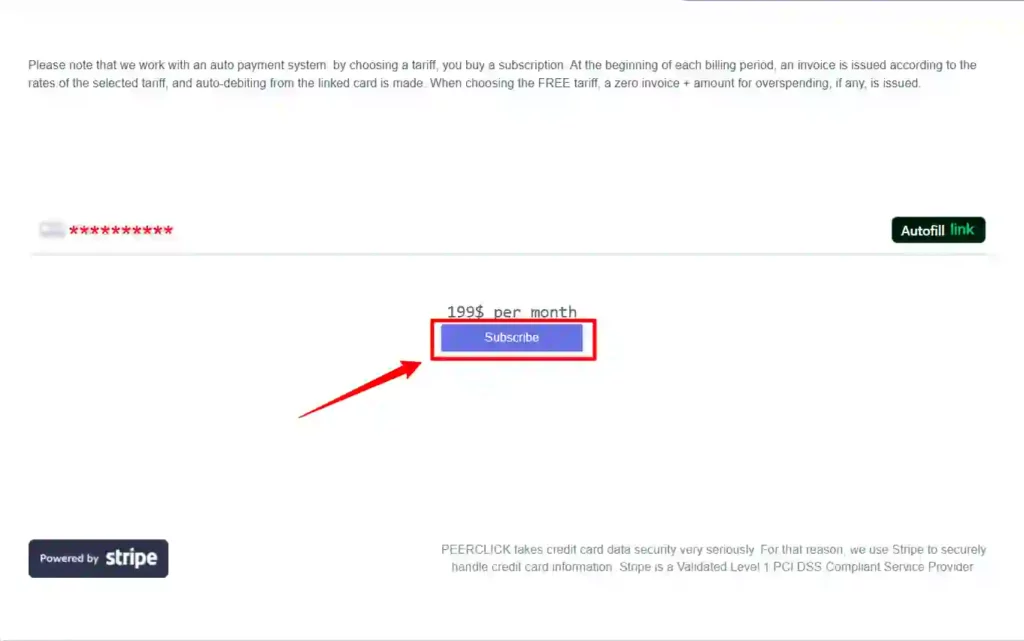 PeerClick - Enter Payment Details