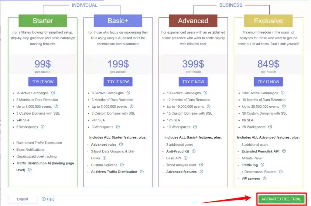 PeerClick - Select your Plan