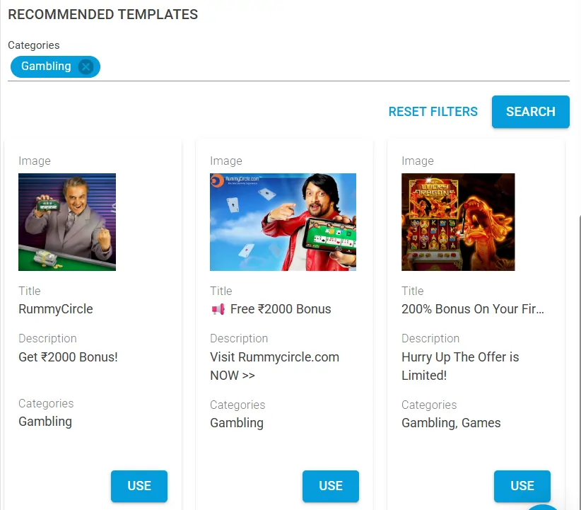 Galaksion Creative Templates and Dynamic Keywords