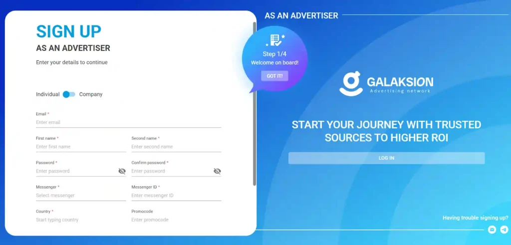 Galaksion Sign Up