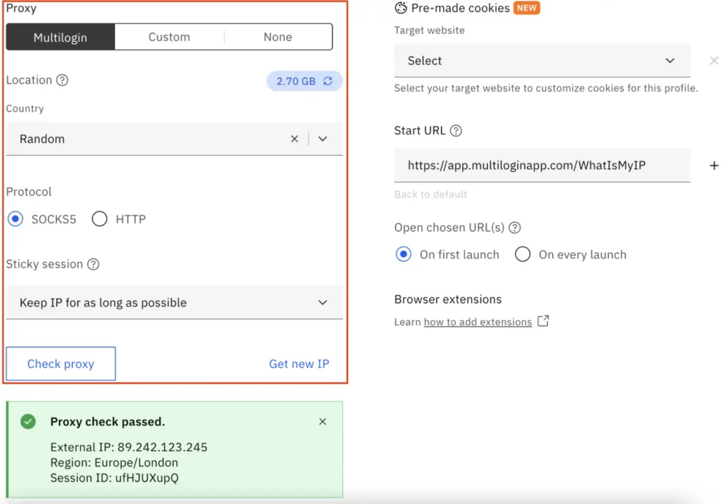 Multilogin - Add a proxy for privacy