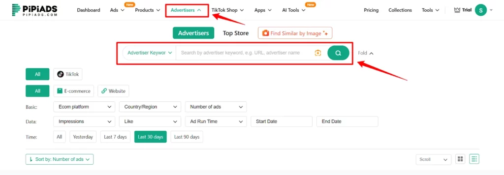 Pipiads - Advertiser Search