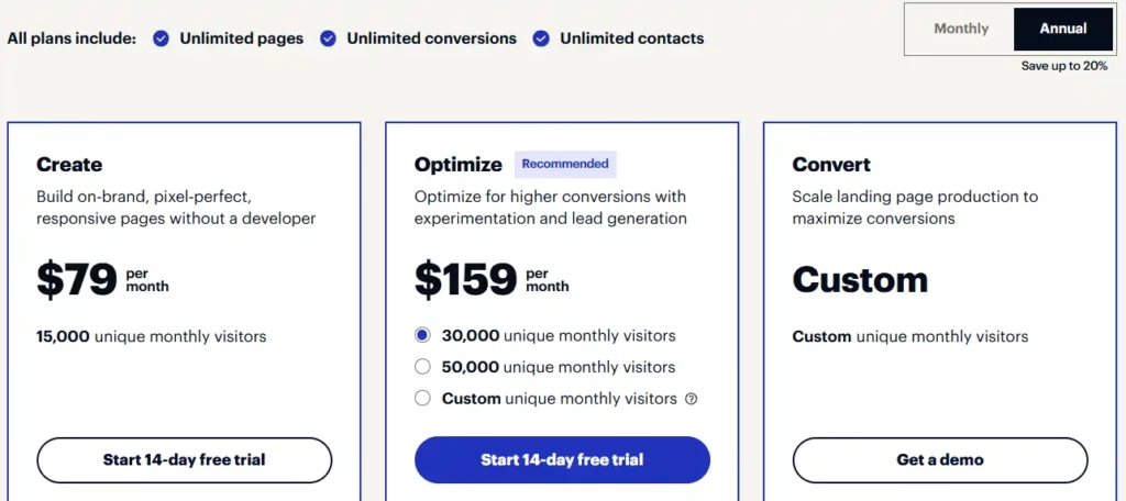 Instapage Pricing