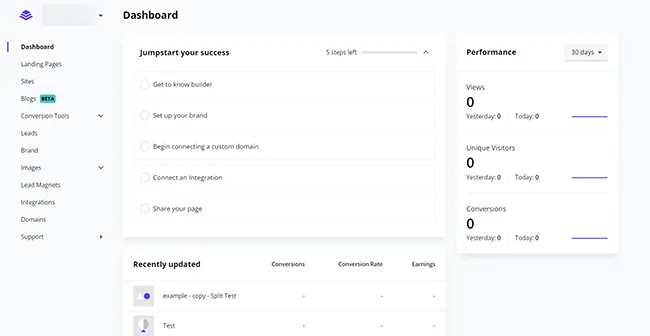 Leadpages User Interface