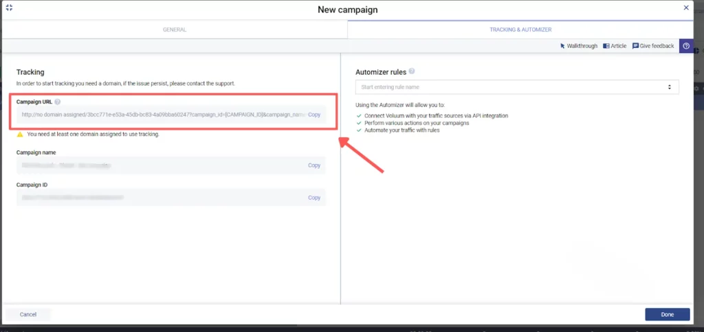 Setting Up Redirect Tracking - Get the Campaign URL