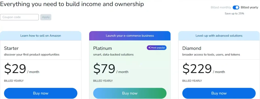 Helium 10 Pricing Plan