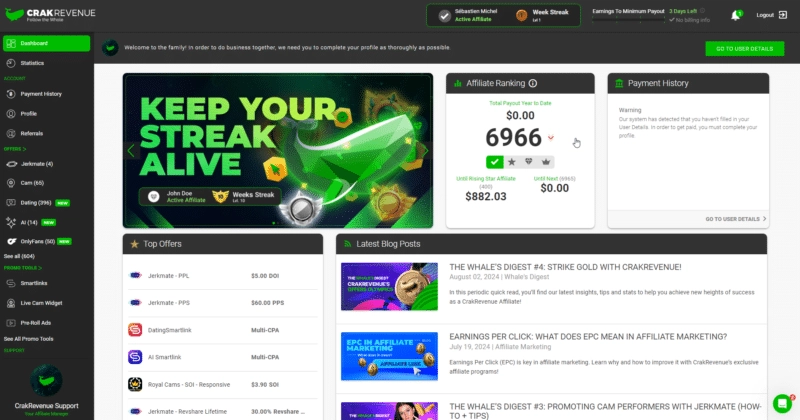 CrakRevenue Dashboard