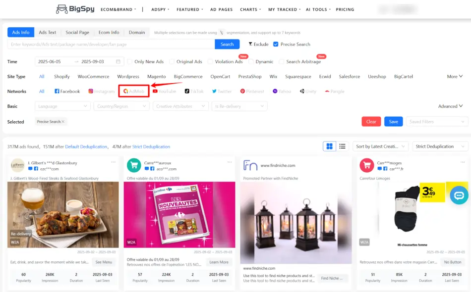 Bigspy AdMob Ad Intelligence