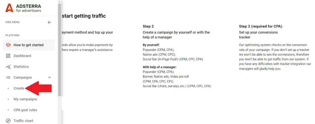 Campaign Creation on ADSterra