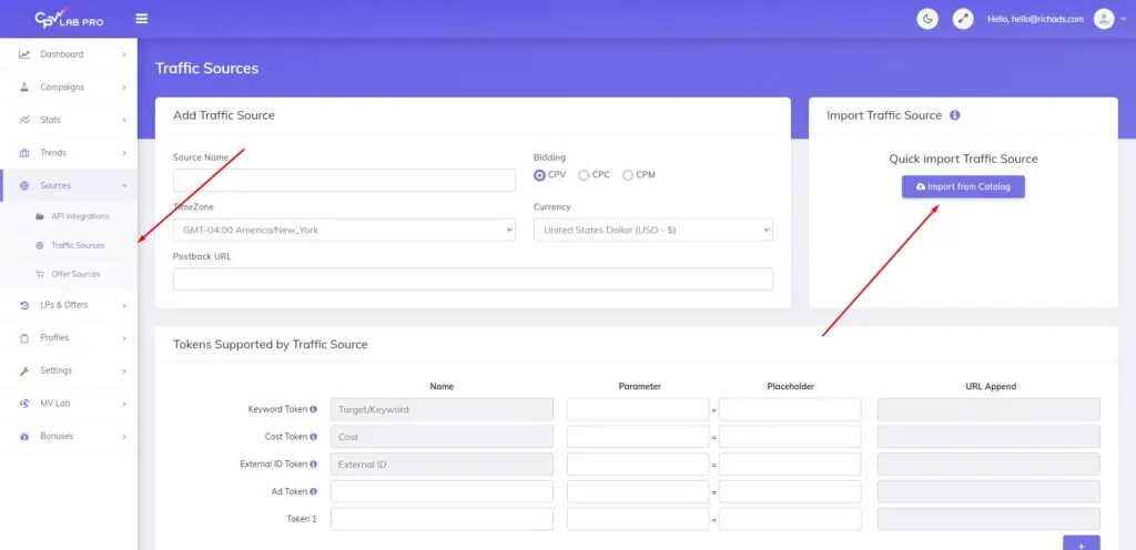 Connect Your Traffic Sources with CPV Lab Pro