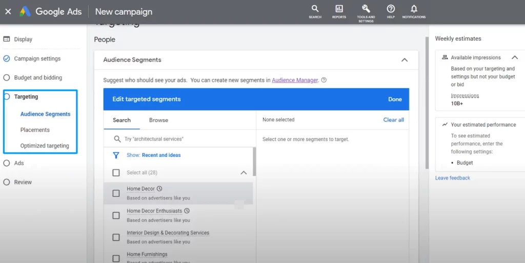 Google Ad Audience targeting