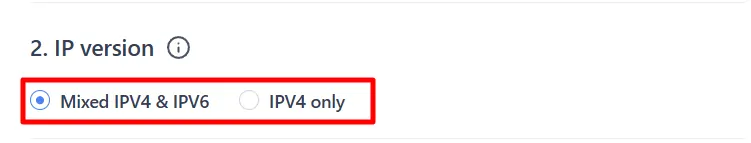 Select IP version offered by NodeMaven