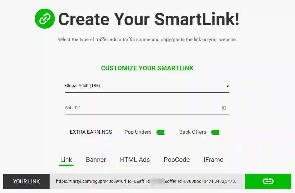 Create Your Smartlink with CrakRevenue
