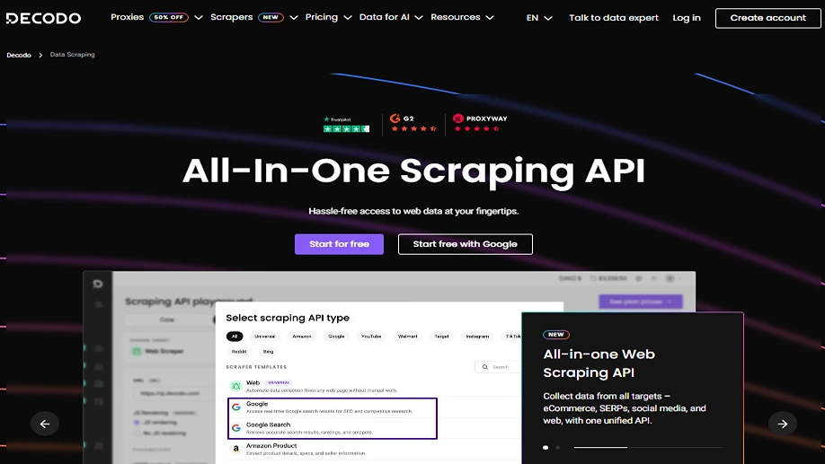 Decodo All in One Scraper API