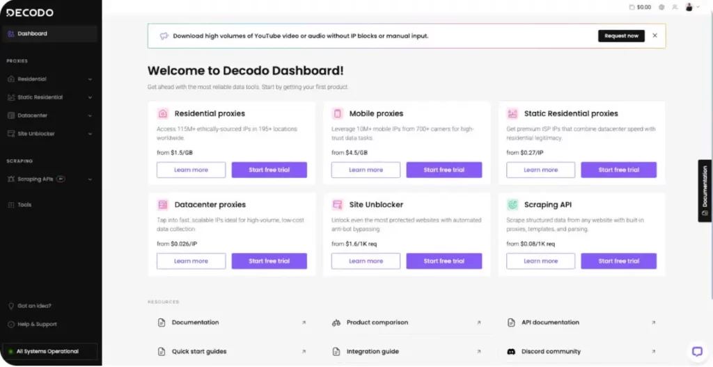 Decodo Dashboard