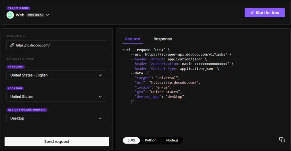 Input your target search queries in Decodo