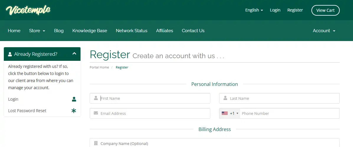 Register on Vicetemple