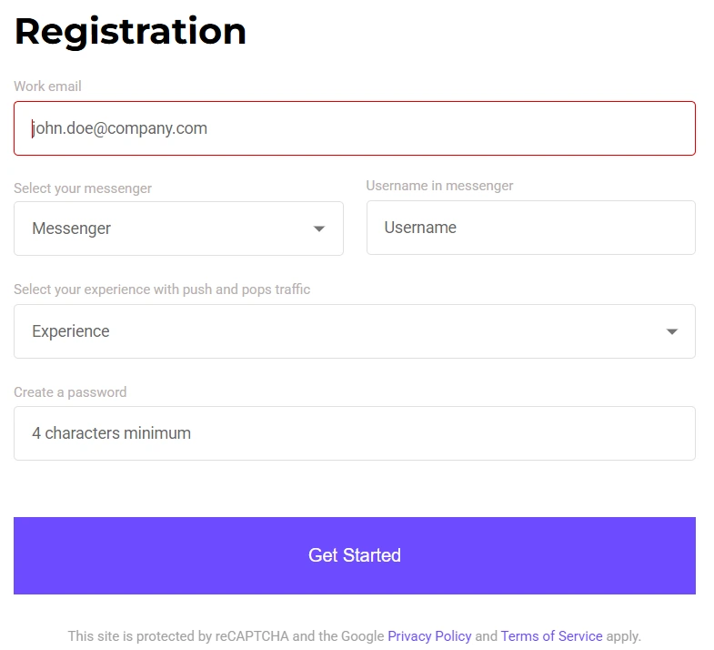 RichAds Account Registration