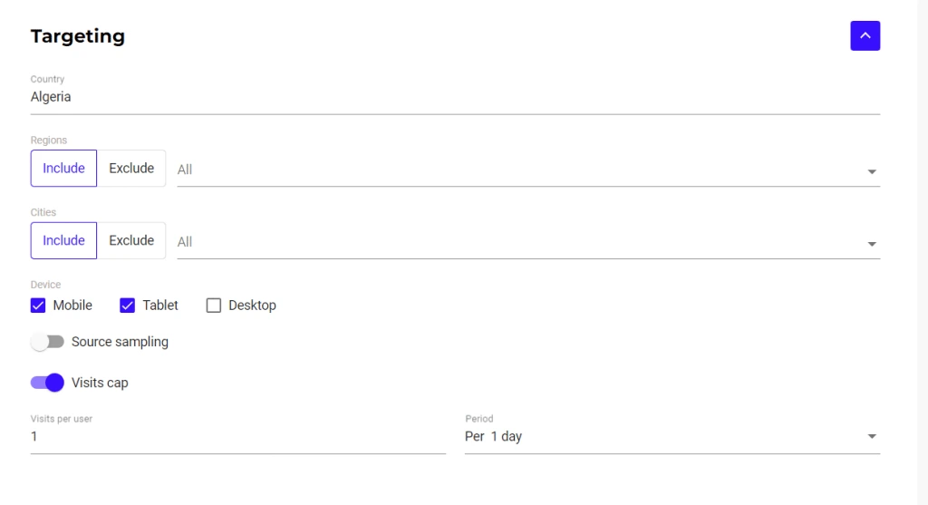 RichAds Advanced Targeting Options