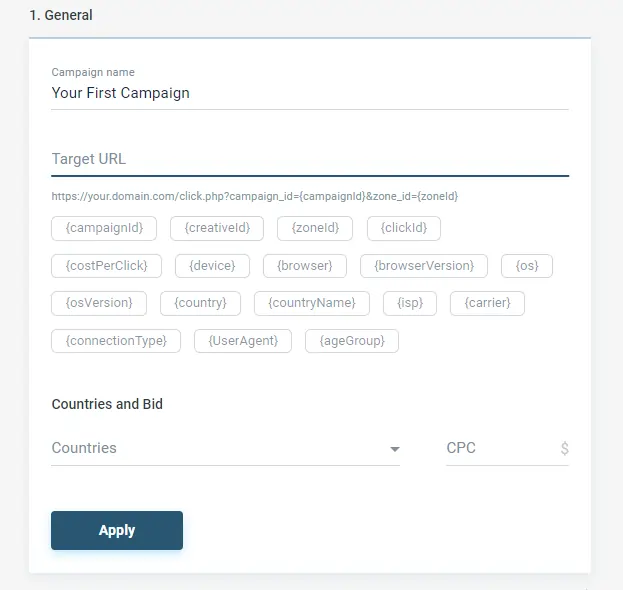 RollerAds Campaign Details