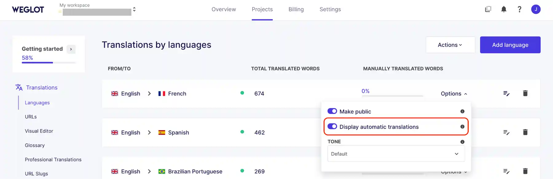 Automatic Translation in Weglot