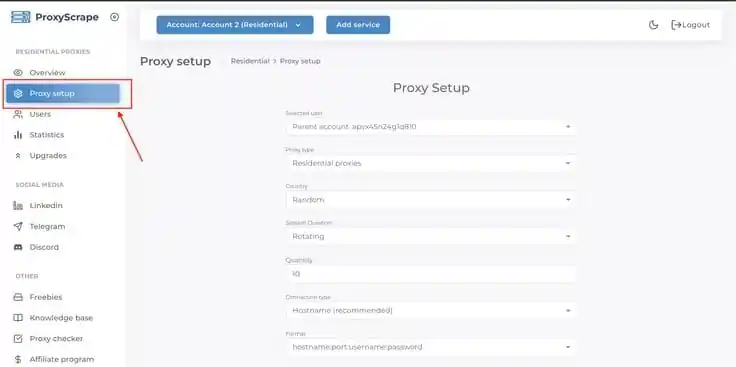 Configure ProxyScrape Proxies