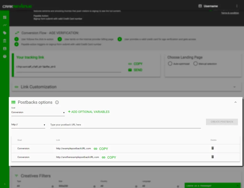Implement Tracking in CrakRevenue